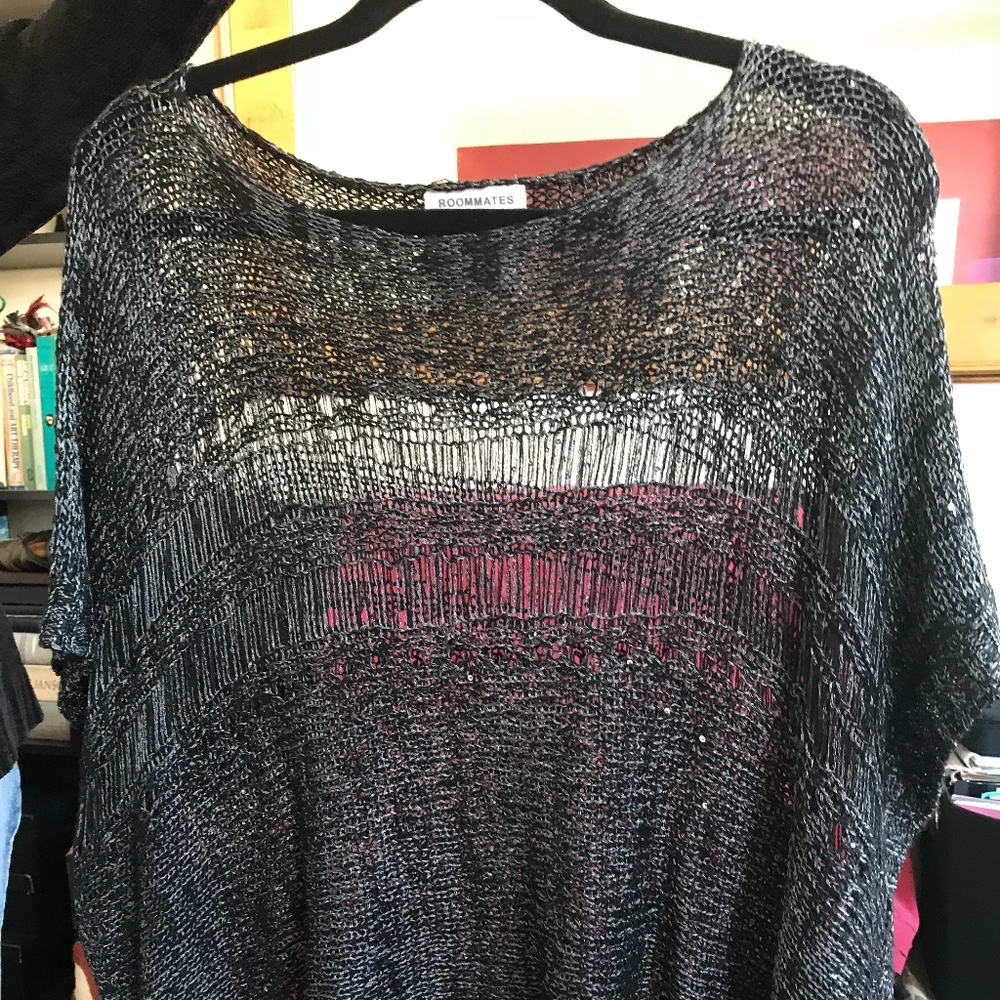 OPEN STITCH SWEATER, SUBTLE SEQUINS, 2X NWOT